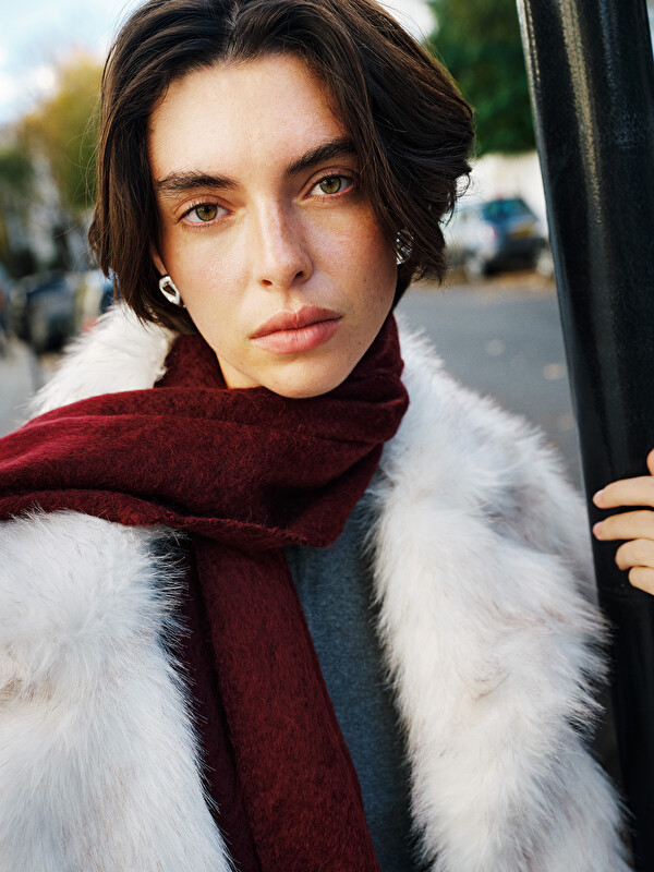 LCW Vision Manteau en Fourrure pour Femmes avec Col de Veste