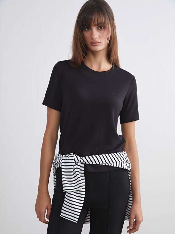 LCW Vision Rundhalsausschnitt Besticktes T-Shirt für Damen