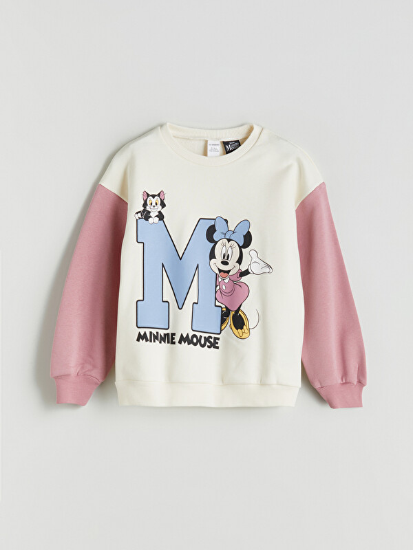 LCW Kids Minnie Mouse Baskılı Kız Çocuk Kalın Sweatshirt