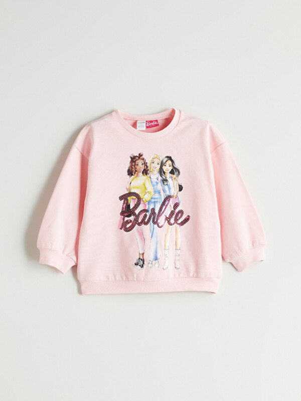 LCW Kids Kız Çocuk Barbie Baskılı Sweatshirt