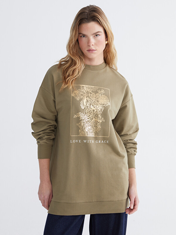 LCW EVERYDAY Baskılı Oversize Kadın Sweatshirt Tunik