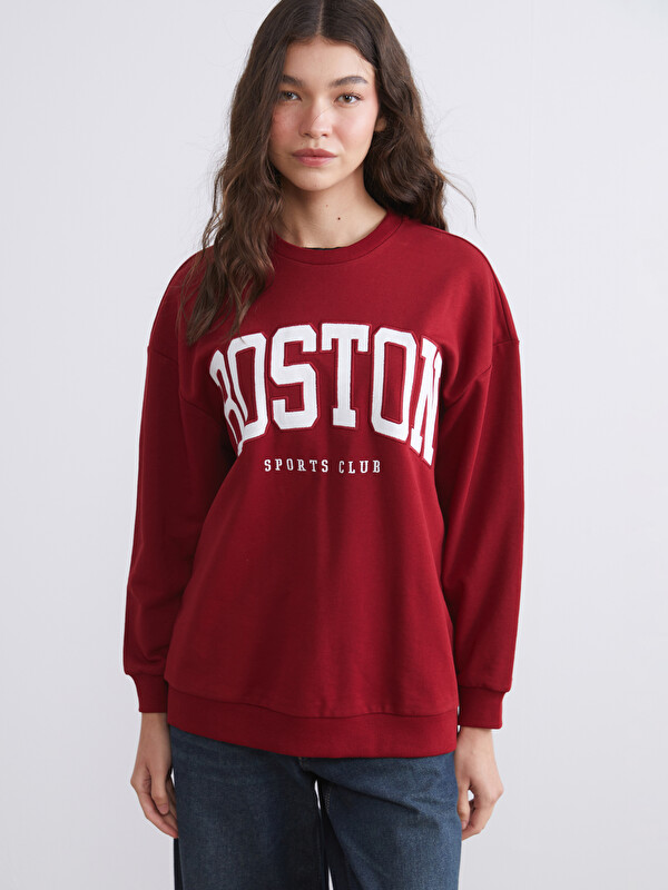 XSIDE Boston Baskılı Oversize Kadın Sweatshirt