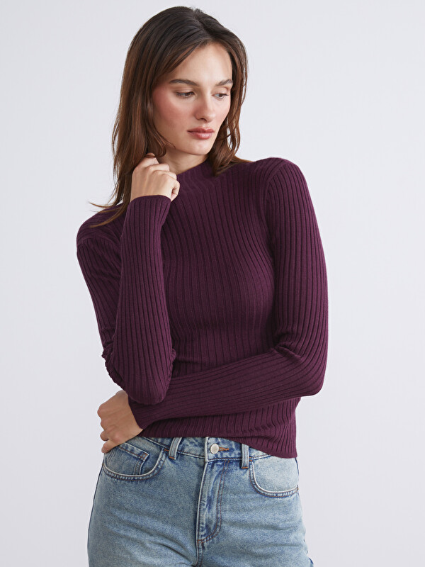 LCW Vision Half Turtleneck Striped Women's Knitwear Sweater