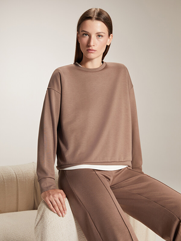 XSIDE Bisiklet Yaka Oversize Kadın Sweatshirt