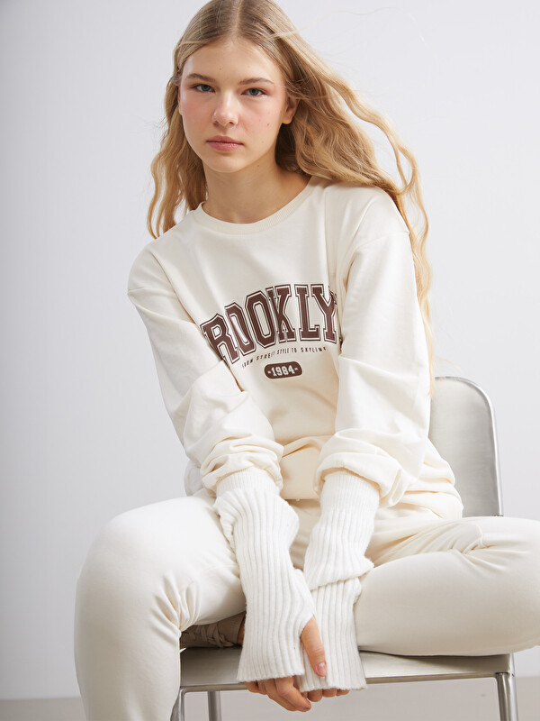 XSIDE Bisiklet Yaka Brooklyn Baskılı Kadın Sweatshirt