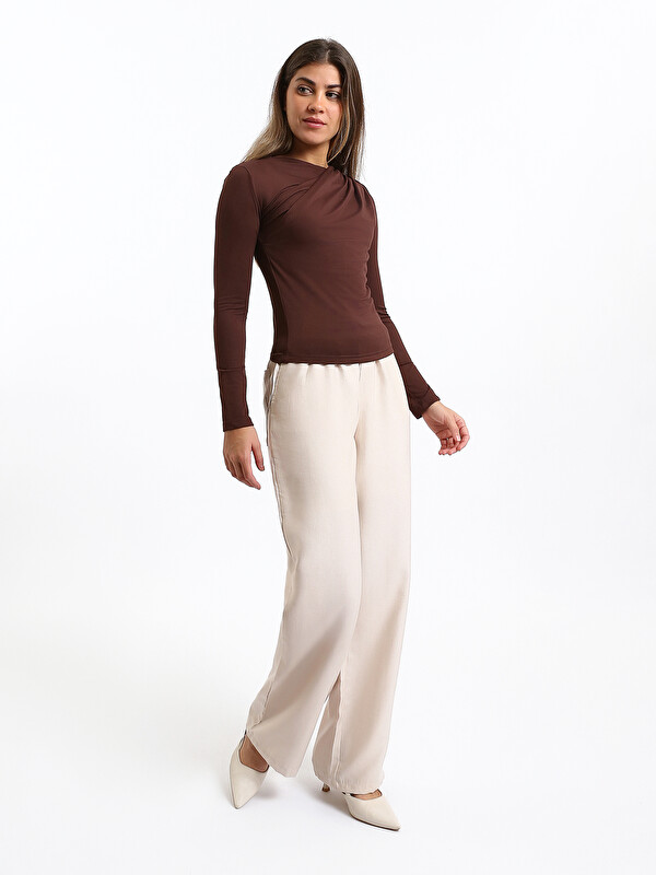 XSIDE Elastic Waist Wide Leg Women's Trousers
