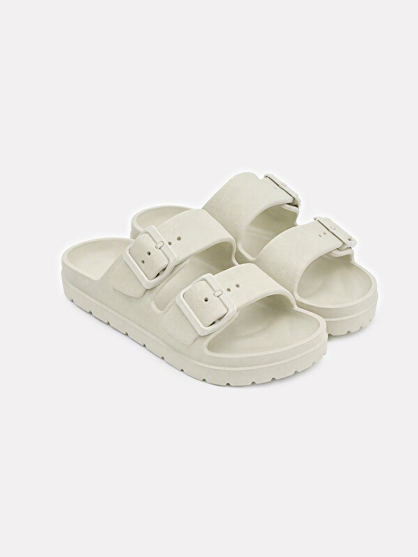 LCW STEPS Double Strapped Buckle Detailed Women's Slipper
