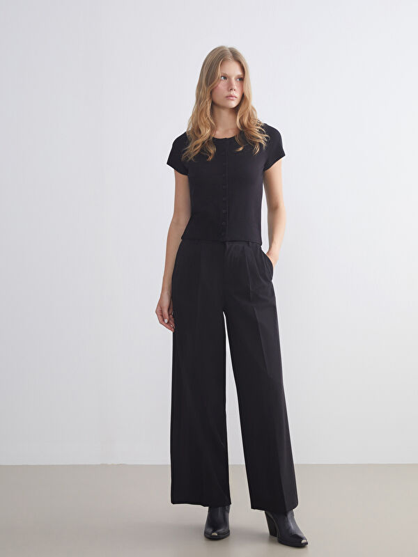 XSIDE Loose Fit Geniş Paça Kadın Pileli Pantolon