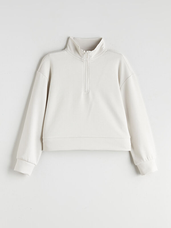 LCW Kids Dik Yaka Kız Çocuk Sweatshirt