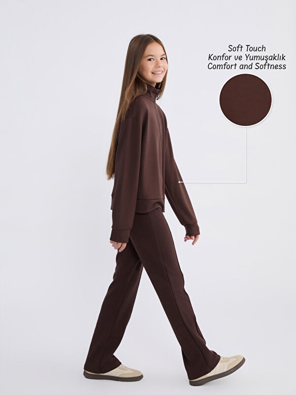 LCW Kids Mock Neck Girls' Soft Touch Tracksuit Set