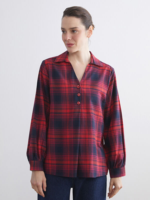 LCW Grace Kragenhals Karo Bluse
