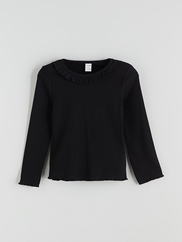 LCW Kids Crew Neck Frill Detailed Girl T-Shirt