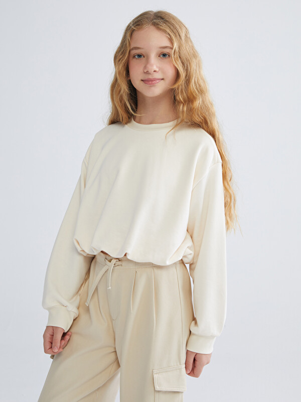 LCW Kids Bisiklet Yaka Basic Kız Çocuk Sweatshirt