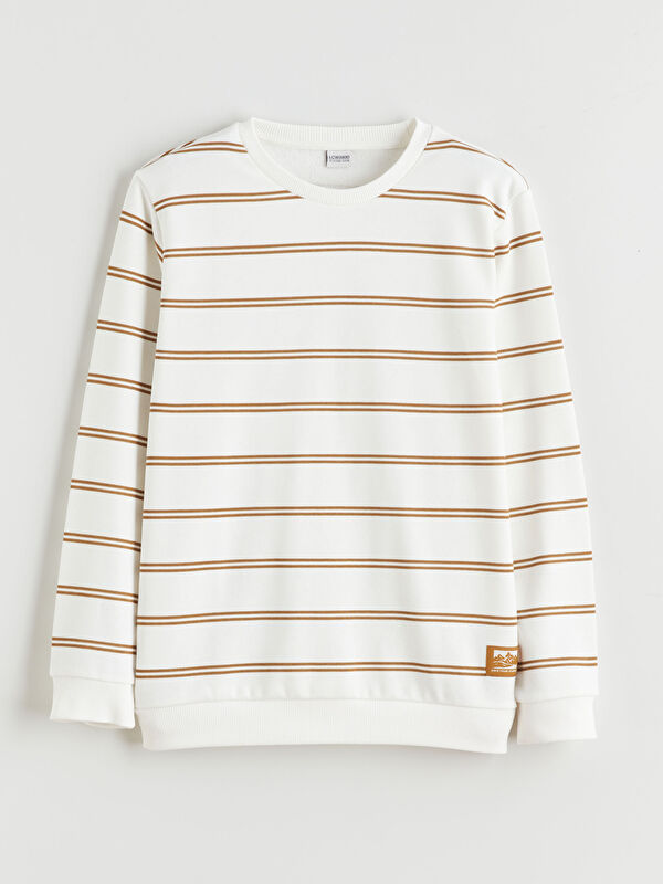 LCW Kids Bisiklet Yaka Çizgili Erkek Çocuk Sweatshirt