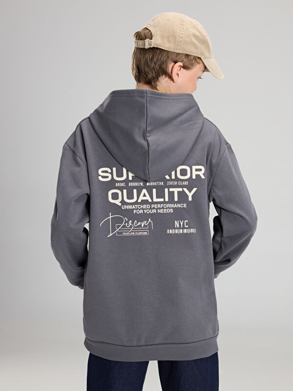 LCW Kids Kapüşonlu Baskılı Erkek Çocuk Sweatshirt