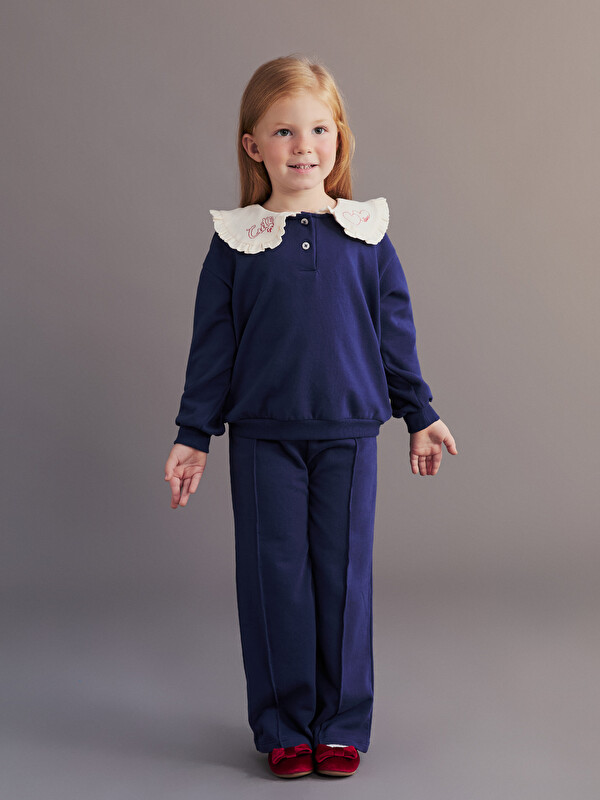 LCW Kids Bebe Yaka Kız Çocuk Sweatshirt ve Eşofman Altı