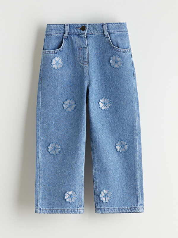 LCW Kids Çiçekli Kız Çocuk Jean Pantolon