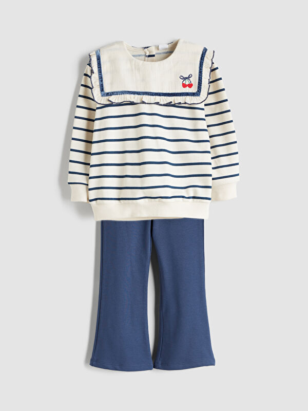 LCW Kids Bebe Yaka Baskılı Kız Çocuk Sweatshirt ve Tayt 2'li