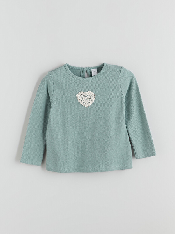 LCW Kids Bebe Yaka Kalp Nakışlı Kız Çocuk Bluz