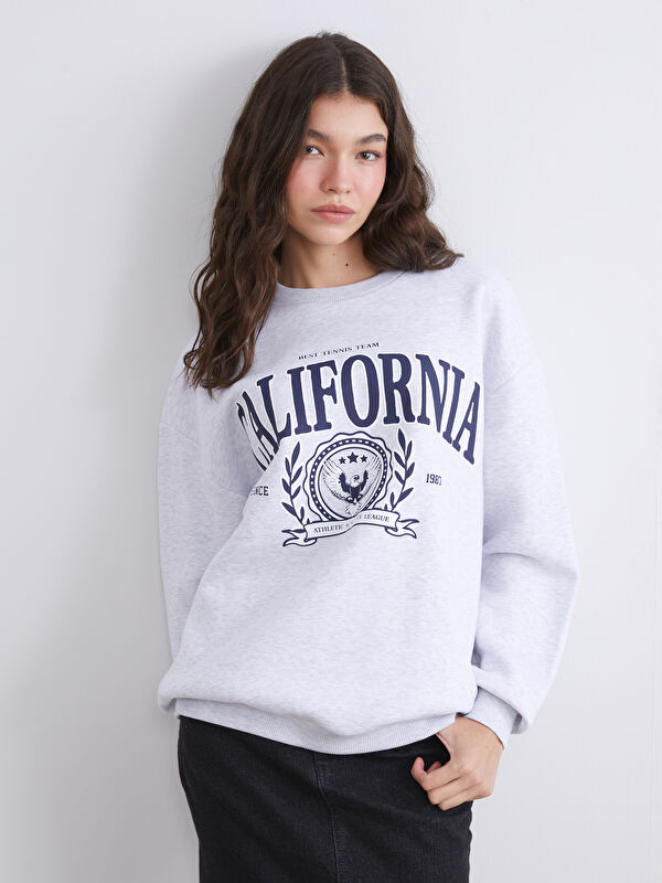XSIDE Crew Neck Printed Oversize Women's Thick Sweatshirt