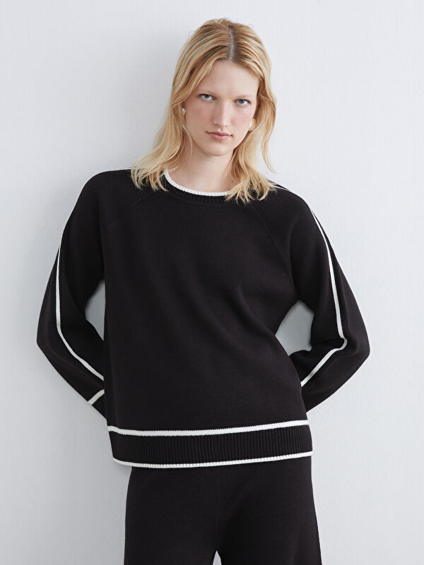 LCW Comfort Crew Neck Stripe Detailed Women's Knitwear Sweater