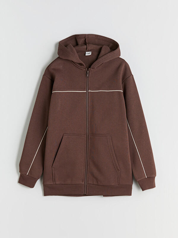 LCW Kids Kapüşonlu Erkek Çocuk Kalın Fermuarlı Sweatshirt