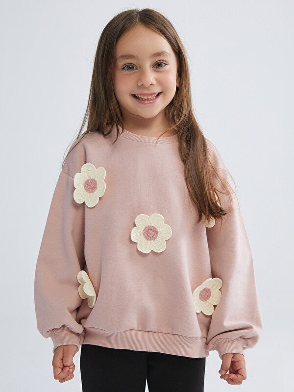 LCW Kids Çiçek Desenli Kız Çocuk Sweatshirt