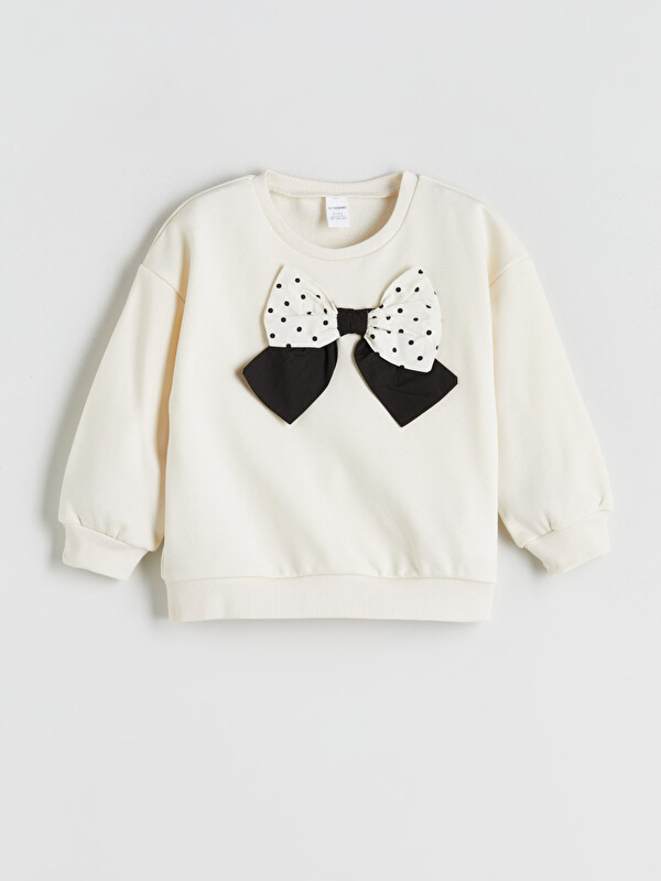 LCW Kids Bisiklet Yaka Fiyonk Detaylı Kız Çocuk Sweatshirt