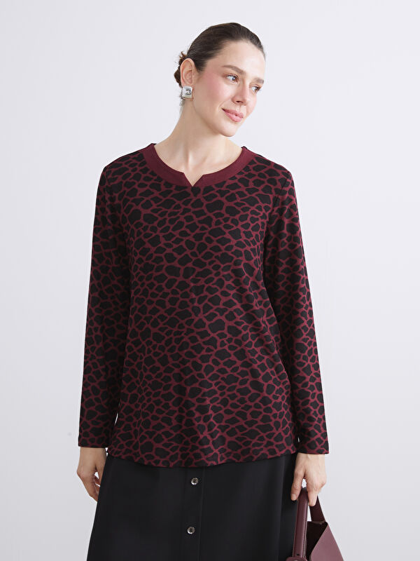 LCW Grace Crew Neck Leopard Print Women's T-Shirt