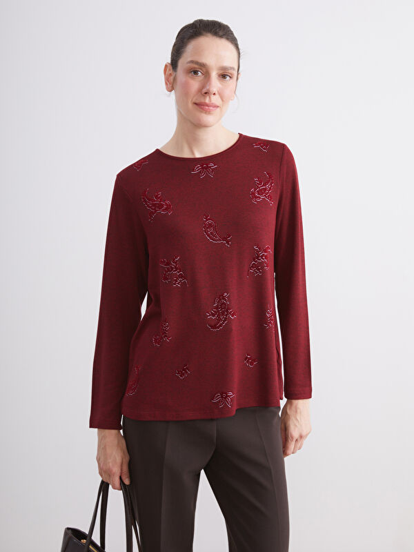 LCW Grace Crew Neck Patterned Women's T-Shirt
