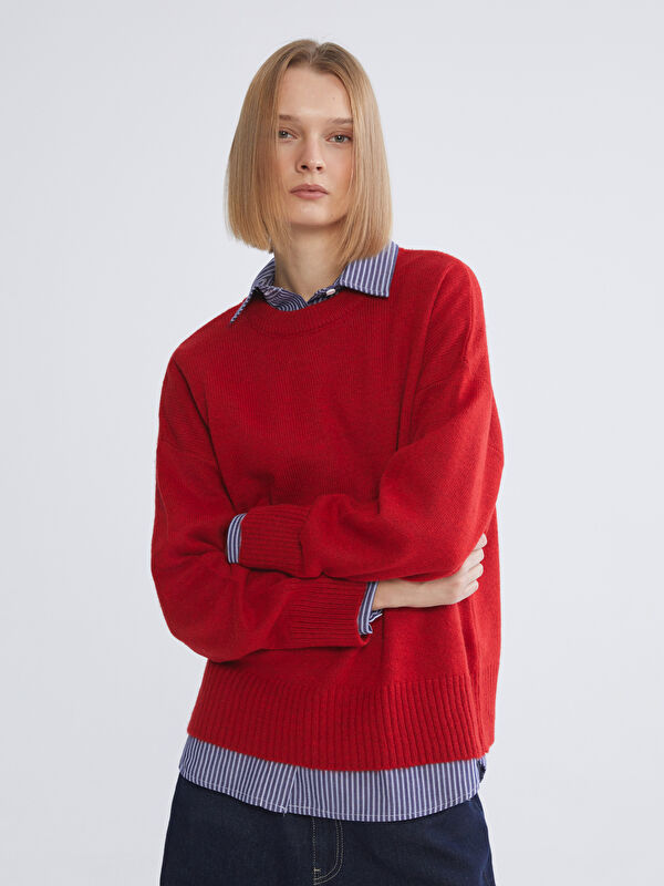 XSIDE Bisiklet Yaka Oversize Kadın Triko Kazak