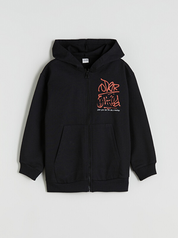 LCW ECO Kapüşonlu Erkek Çocuk Fermuarlı Sweatshirt