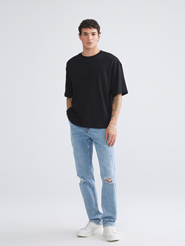 LCW ECO 750 Slim Fit Yırtık Detaylı Erkek Jean Pantolon