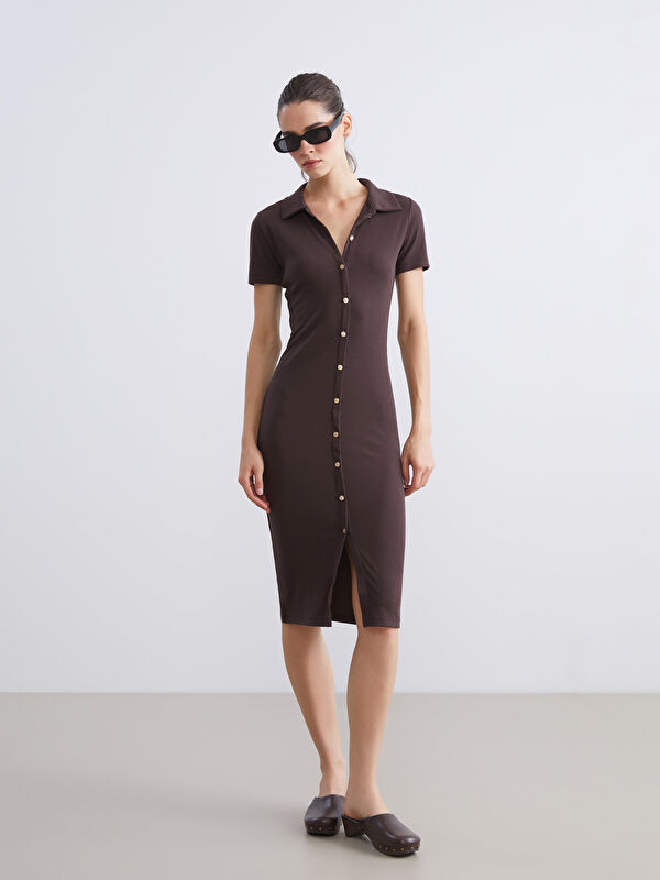 LCW Vision Polo Yaka Fitilli Elbise