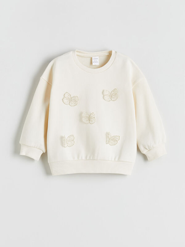 LCW Kids Kelebek Nakışlı Kız Çocuk Sweatshirt