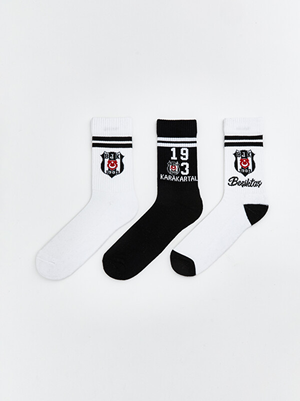 LCW ACCESSORIES Beşiktaş Baskılı Erkek Soket Havlu Çorap 3'lü