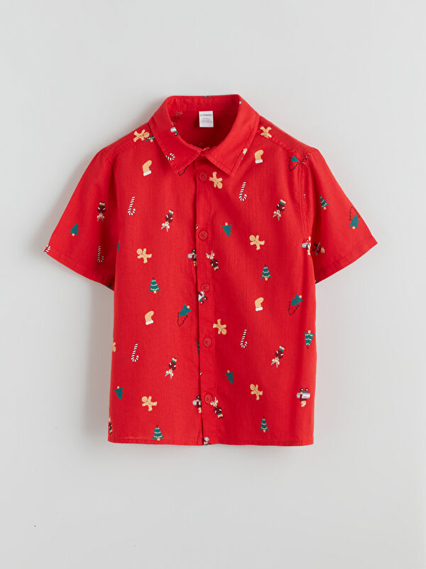 LCW Kids Yılbaşı Temalı Poplin Erkek Çocuk Gömlek