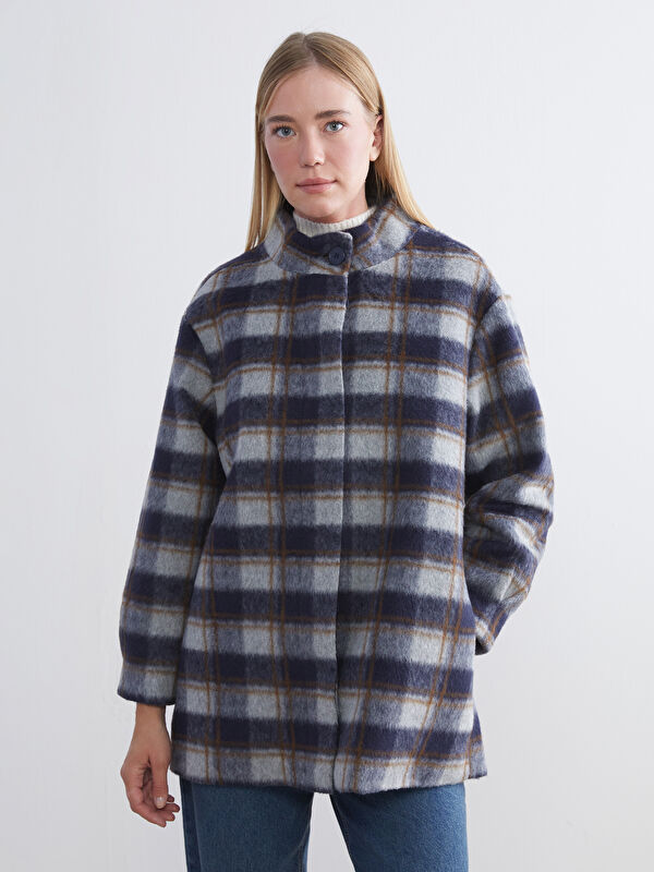 LCW Grace Trichterkragen Karo für Damen Cachet Hemdjacke