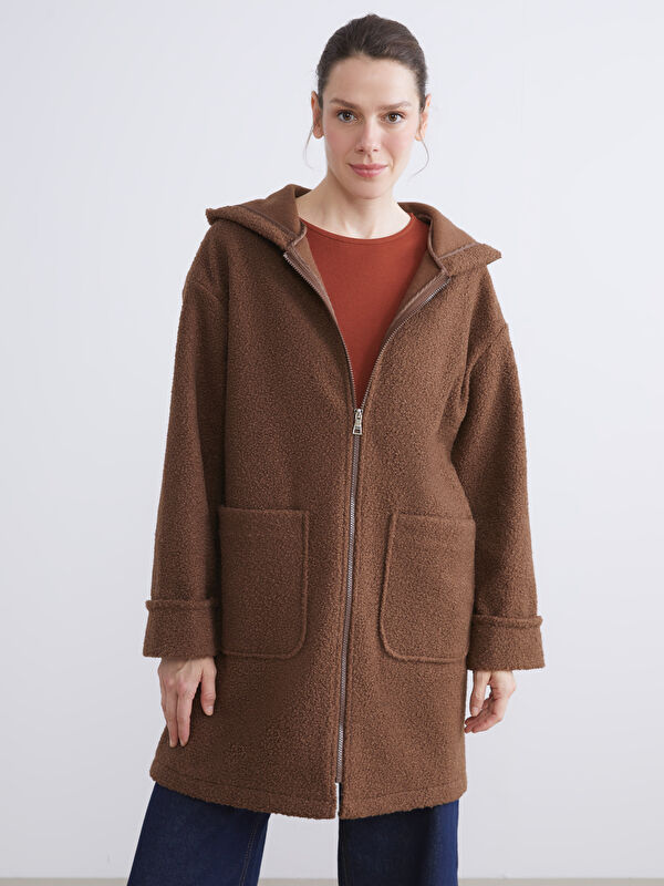 LCW Grace Damen Plüsch-Cardigan mit Kapuze