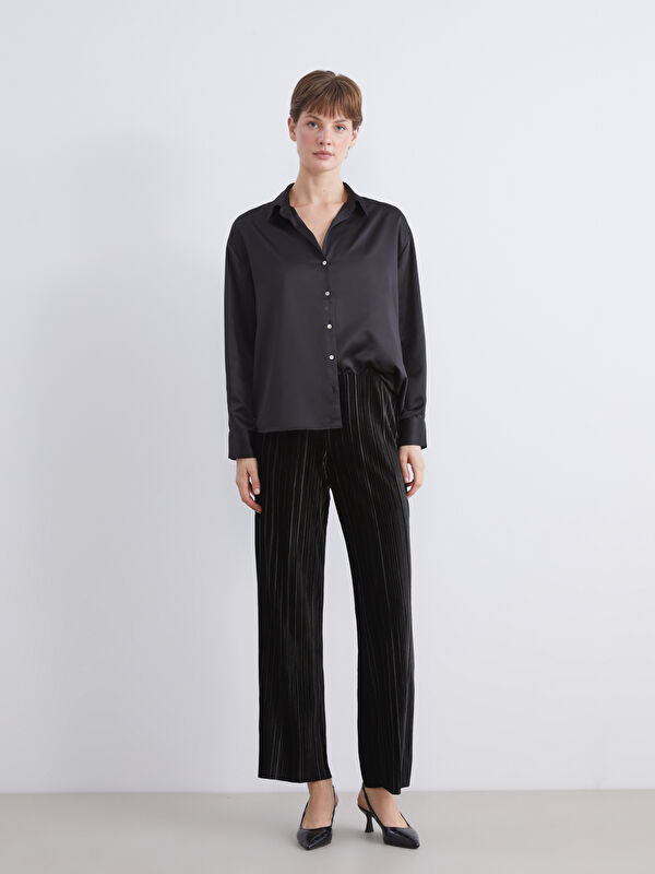 LCW Vision Elastischer Bund Gerippte Samt Hosen für Damen