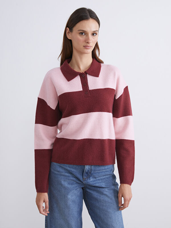 LCW Vision Polo Neck Striped Women's Knitwear Sweater