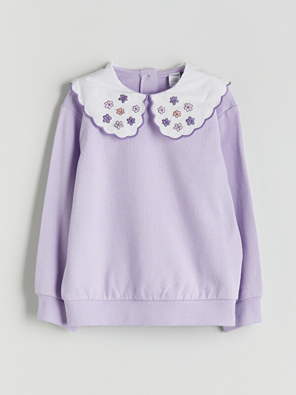 LCW Kids Bebe Yaka Çiçekli Kız Çocuk Sweatshirt