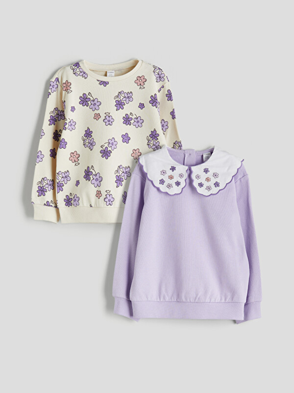 LCW Kids Bisiklet Yaka Kız Çocuk Sweatshirt 2'li
