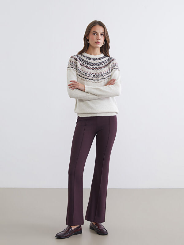 LCWAIKIKI Classic Pantalon pour Femmes avec Taille Élastiquée et Jambe Évasée