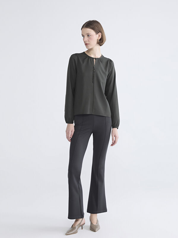 LCWAIKIKI Classic Pantalon pour Femmes avec Taille Élastiquée et Jambe Évasée