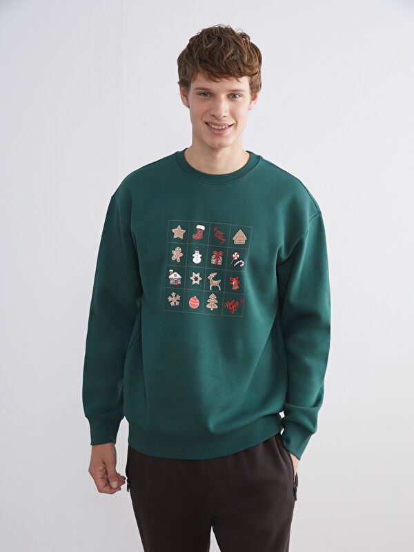XSIDE Crew Neck New Year Themed Men's Sweatshirt