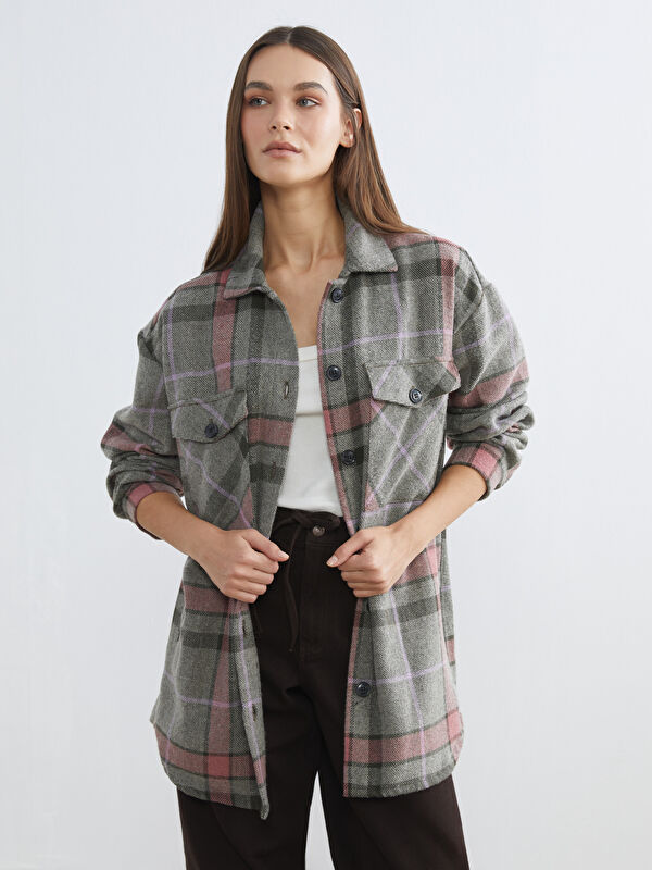LCW Vision Ekose Oversize Kadın Oduncu Gömlek Ceket