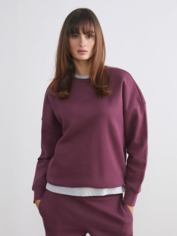 LCW Vision Nakışlı Oversize Kadın Kalın Sweatshirt