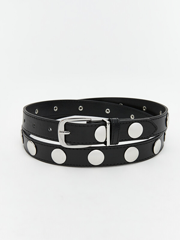 LCW ACCESSORIES Women's Belt Leather-Look Metal Buckle Detailed