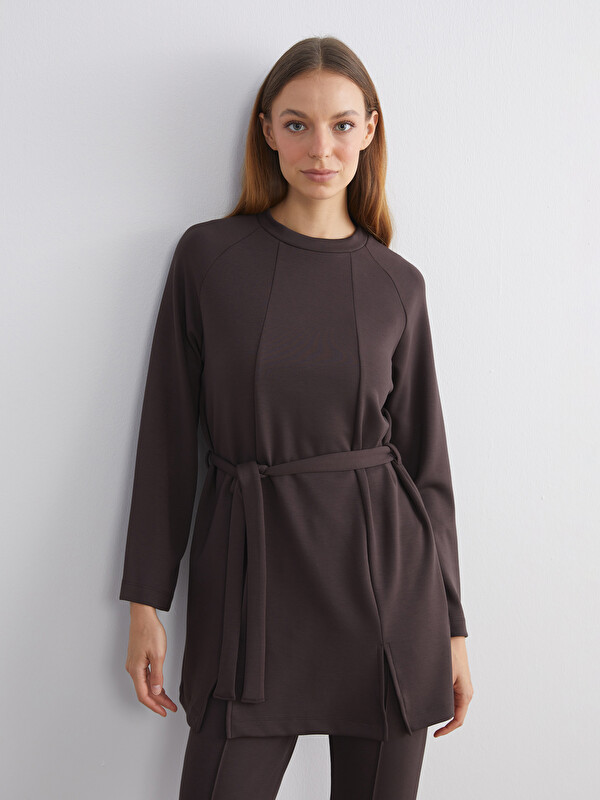 LCW Modest Beli Kuşaklı Kadın Sweatshirt Tunik